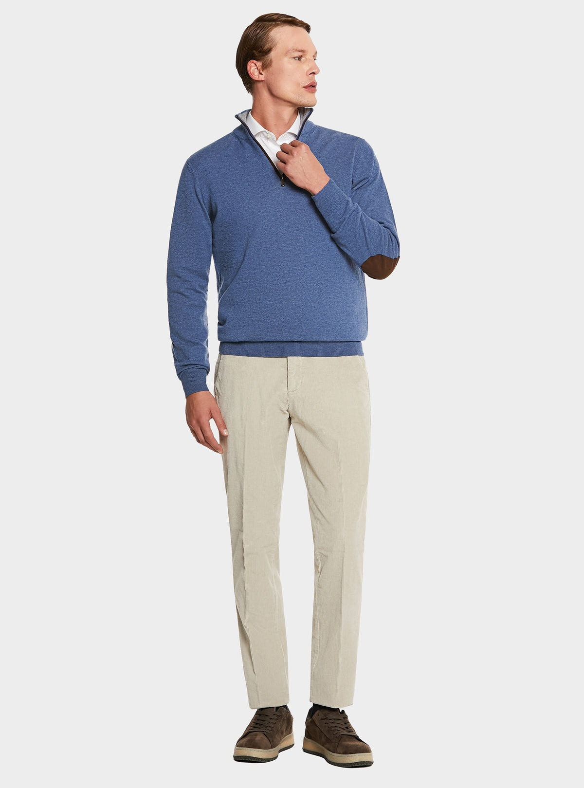 Maglia mezza zip in lana e cashmere