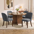 Grey Chenille Upholstered Wooden Dining Chairs Set