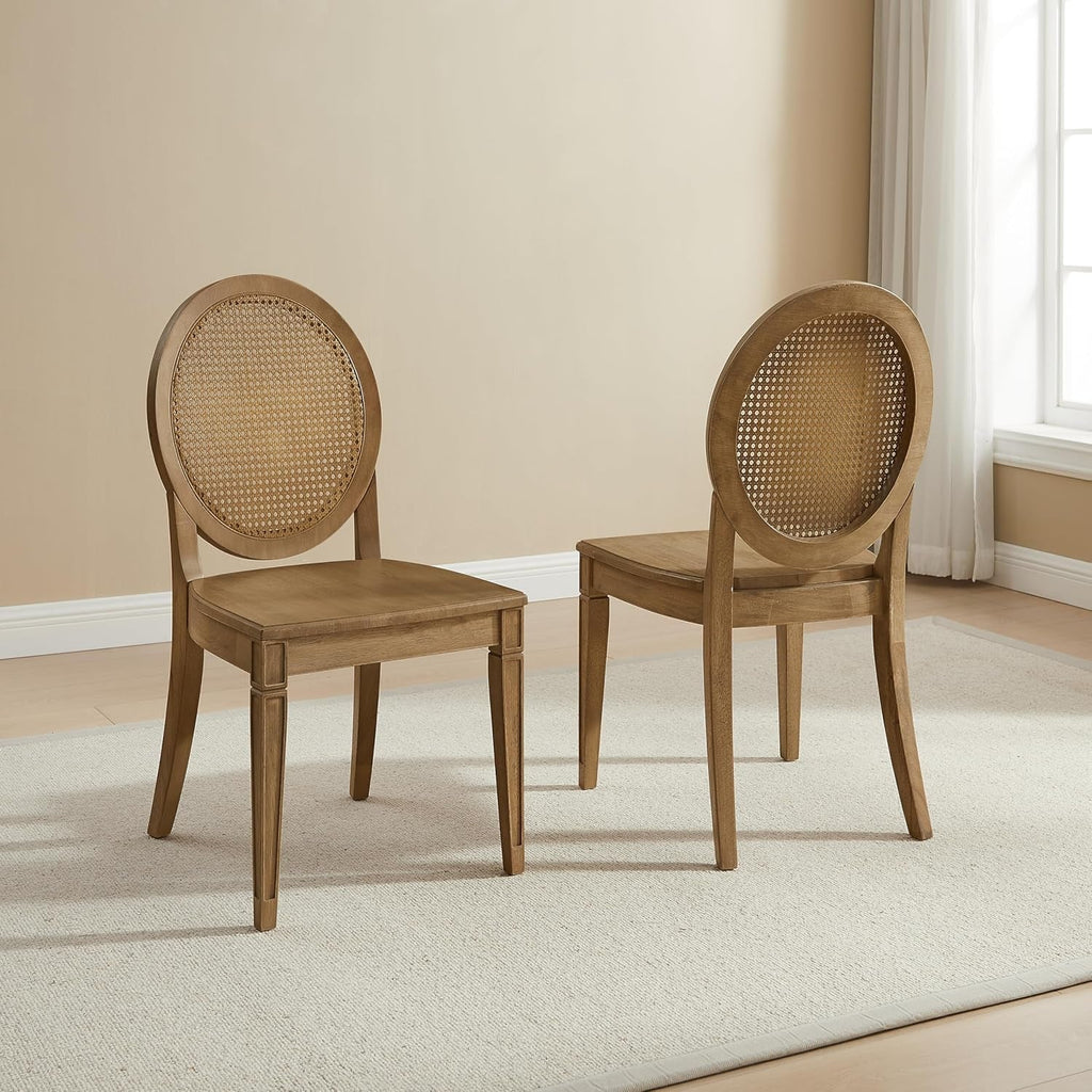 Katia Vintage-Inspired Cane-Back Dining Chairs Pair of Two