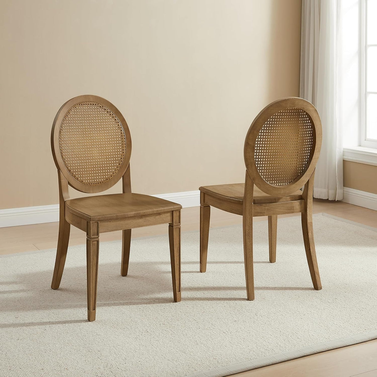 Katia Vintage-Inspired Cane-Back Dining Chairs Pair of Two