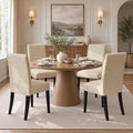 Oatmeal Upholstered Dining Chairs Quartet Solid Wood Legs