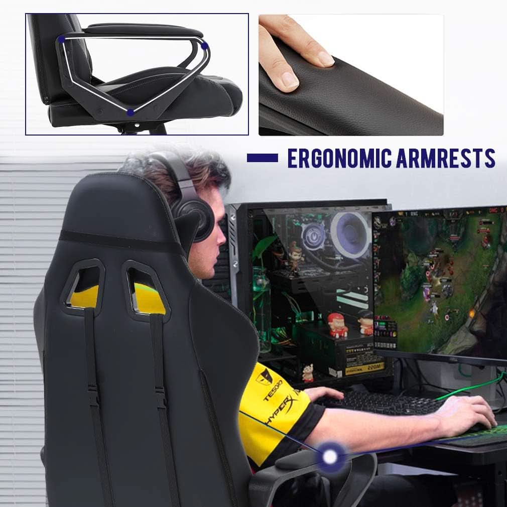 Ergonomic Gaming Chair White With Lumbar Support High Back