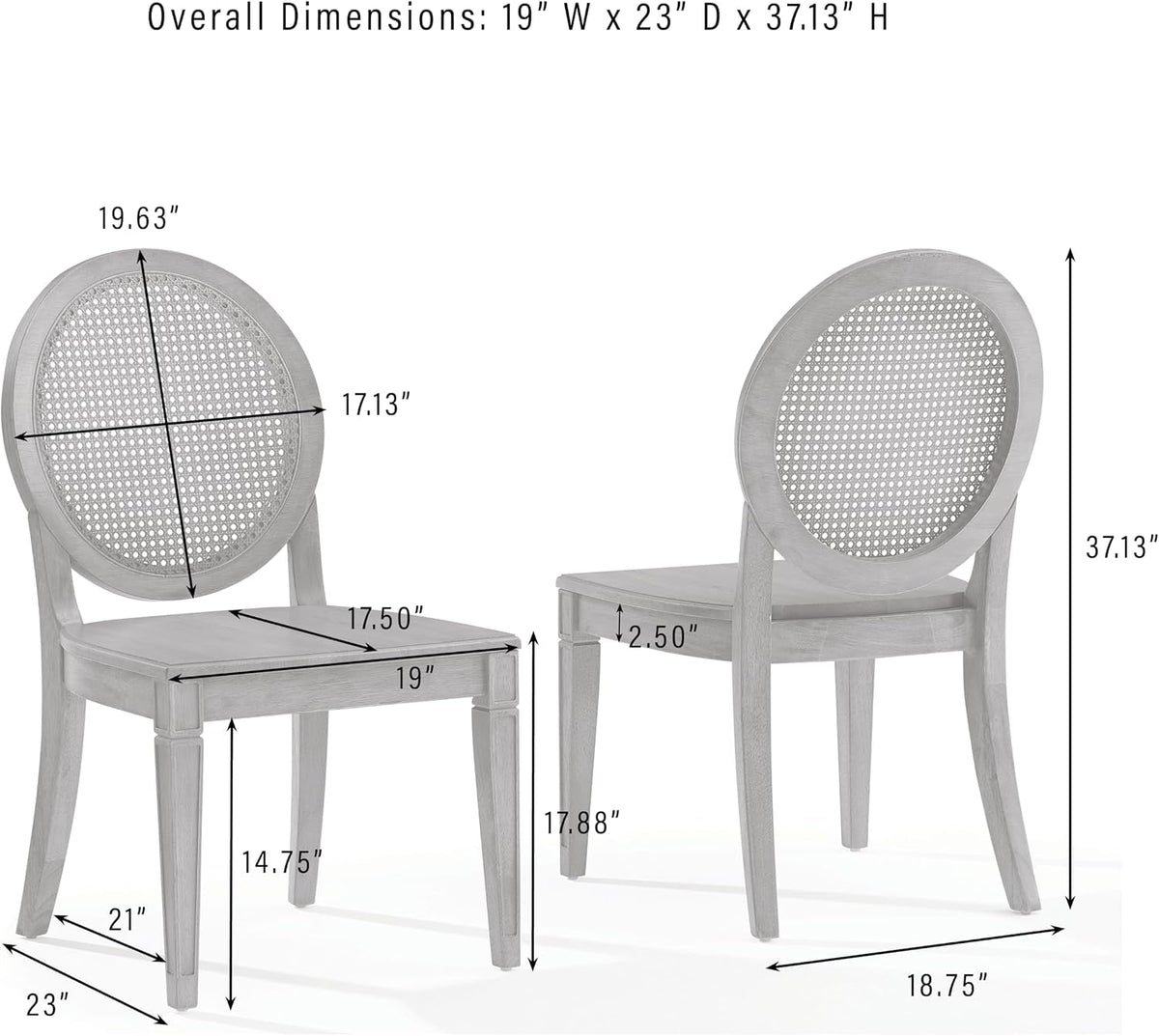 Katia Vintage-Inspired Cane-Back Dining Chairs Pair of Two