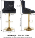 Black Velvet Swivel Bar Stools With Gold Lion Pull Ring