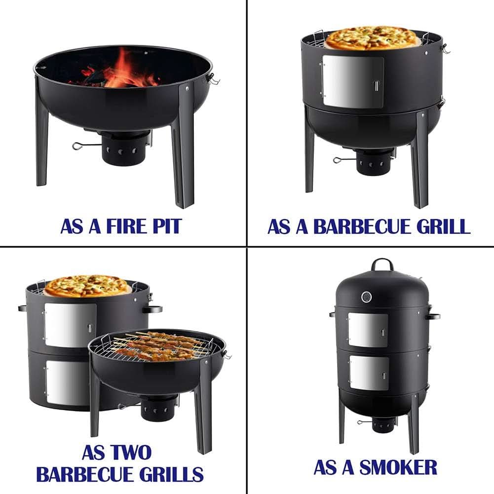 20 Inches Charcoal Vertical BBQ Smoker Outdoor Cooking