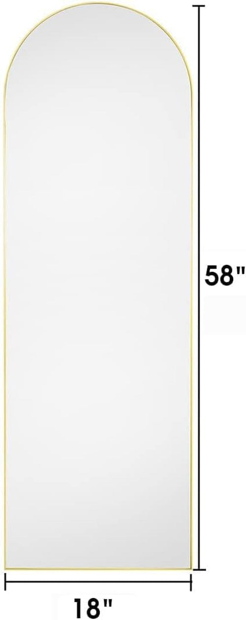 58x18 Inches Arched Full Length Mirror Aluminum Frame Gold