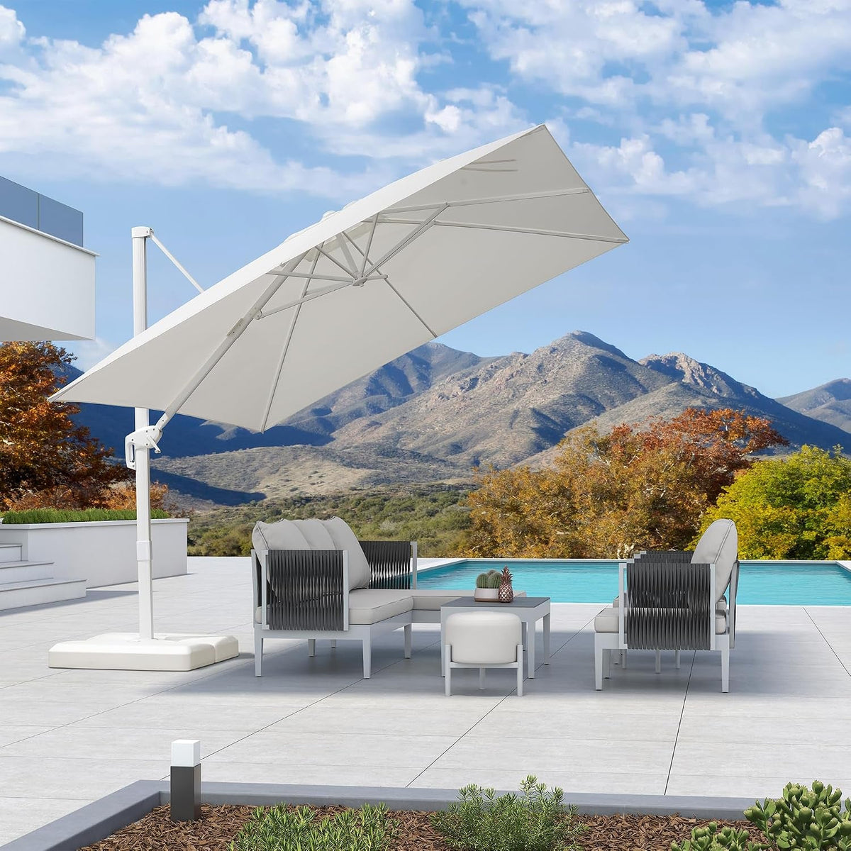 10-Foot Cantilever Patio Umbrella With UV-Resistant Fabric