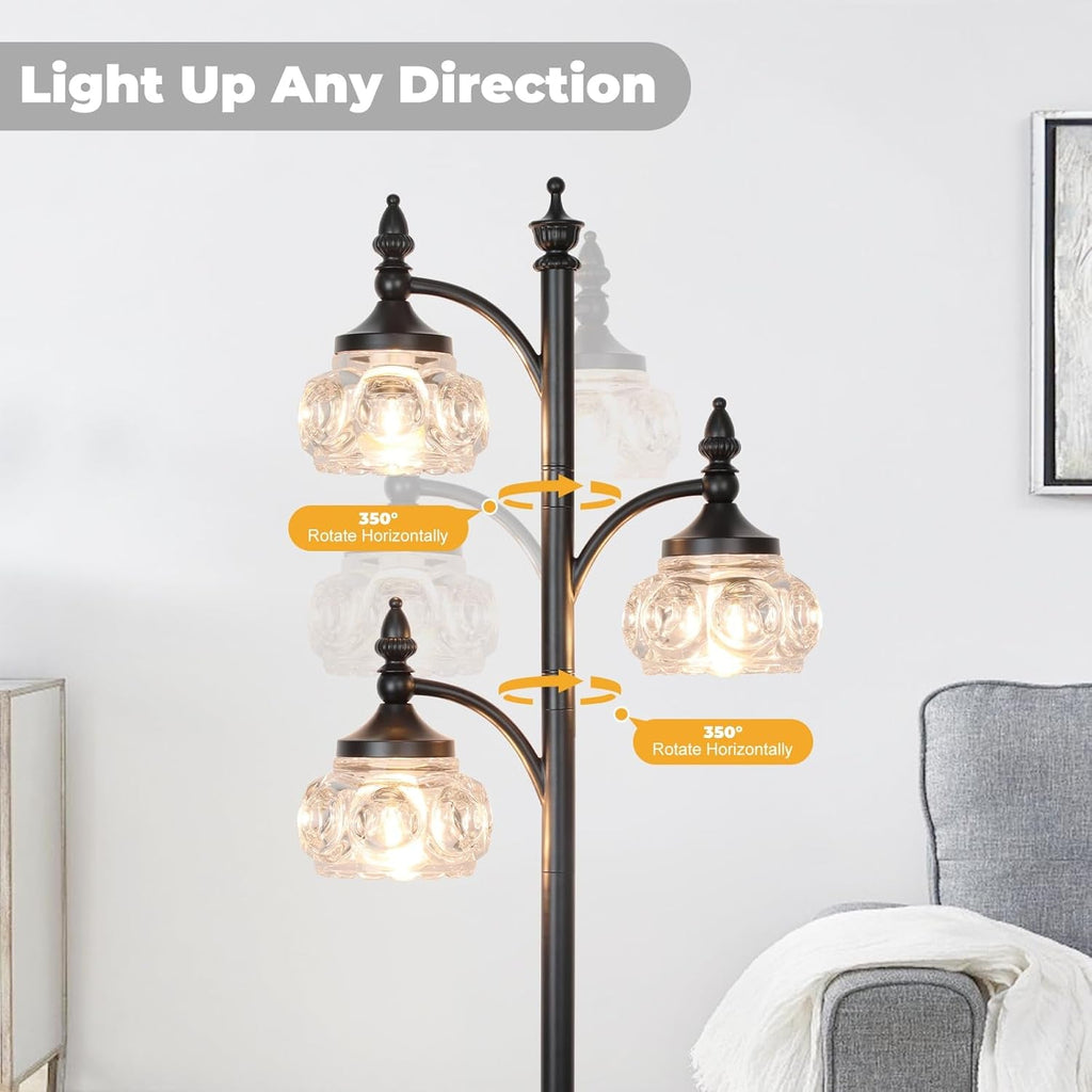 Black 66Inch Tall Floor Lamp Dimmable Bulbs Included