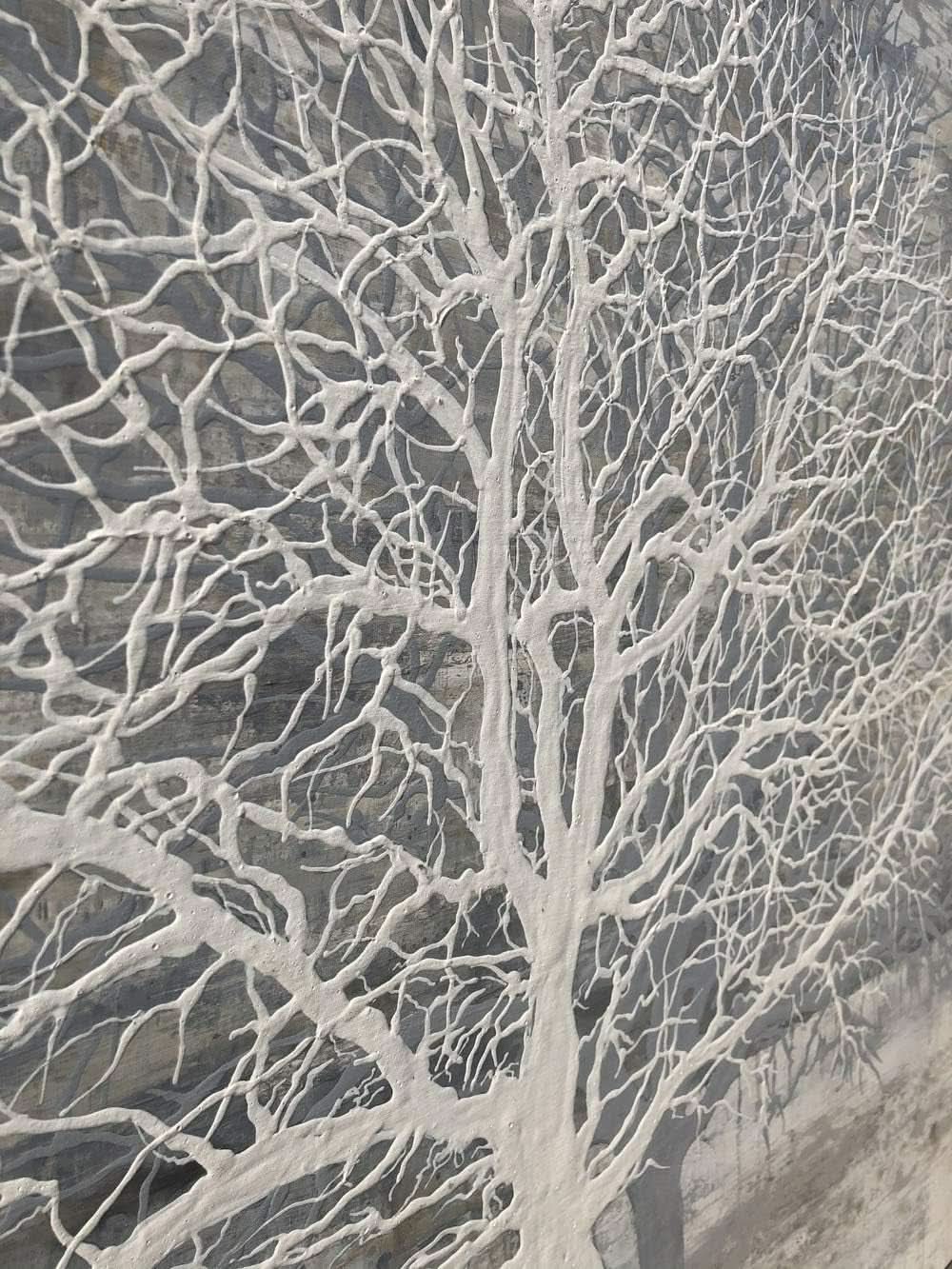 Tree Of Life Handcrafted Charcoal Grey Textured Canvas