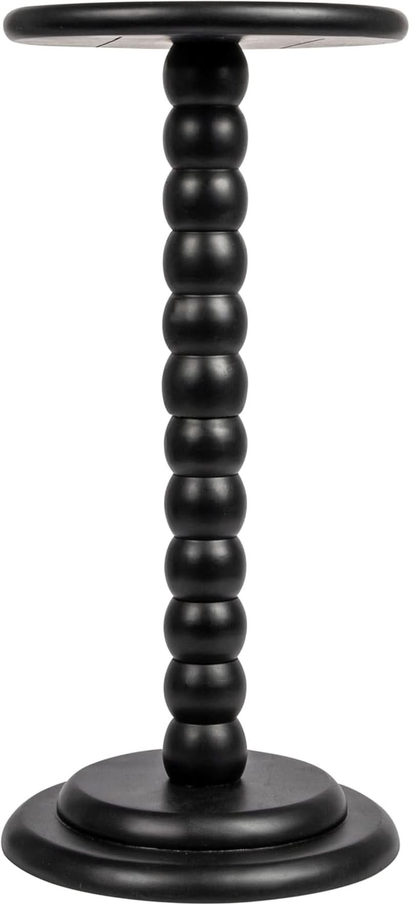 Charcoal Black Round Solid Walnut Pedestal End Table