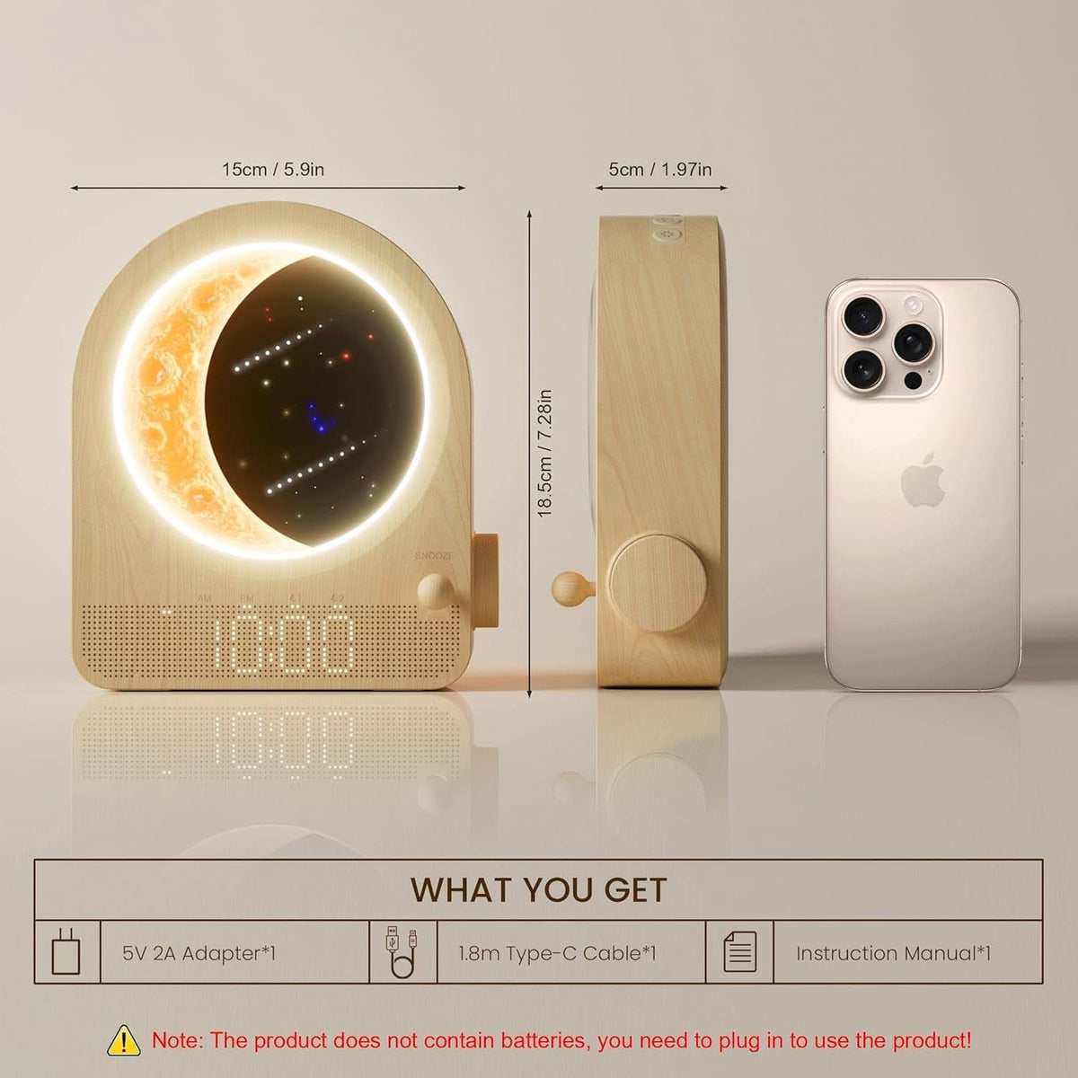 Sunrise Alarm Clock With Moon Lamp Dimmer Controller