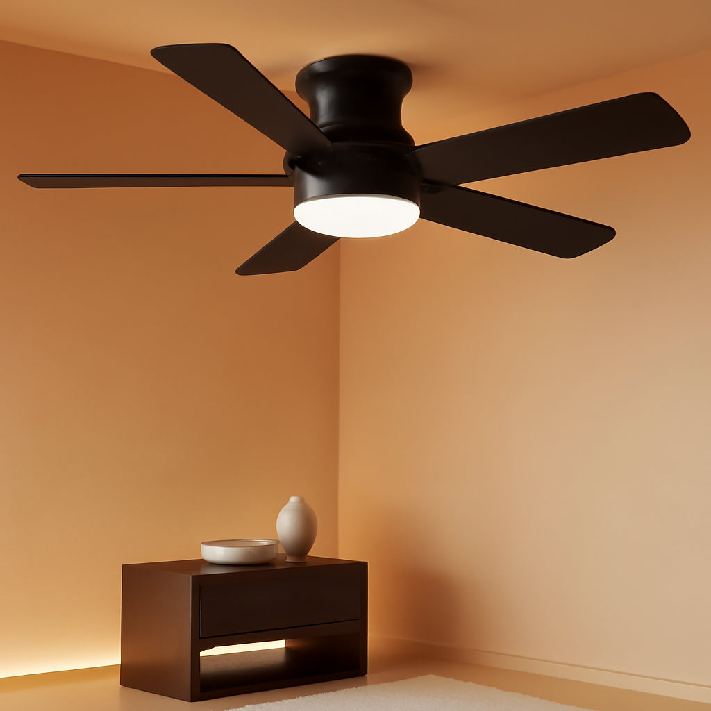 46-Inch-Black-Ceiling-Fan-With-Dimmable LED-Remote-Memory