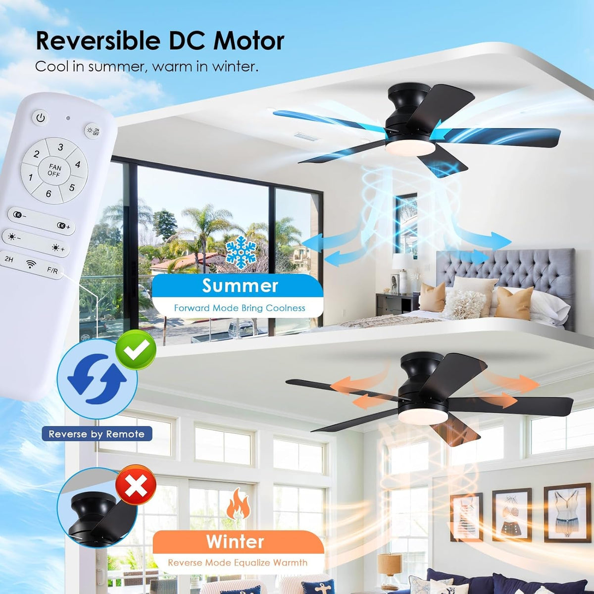 46-Inch-Black-Ceiling-Fan-With-Dimmable LED-Remote-Memory