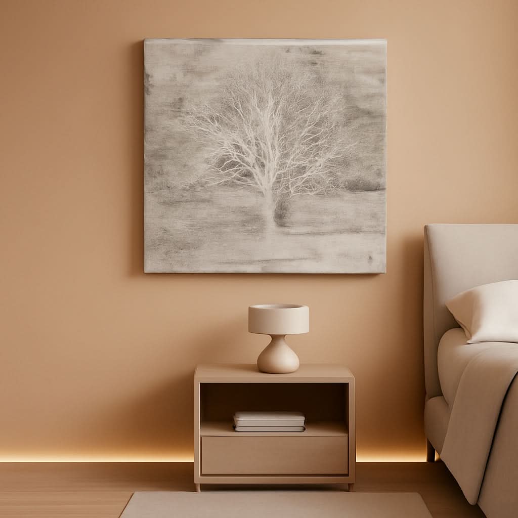 Tree Of Life Handcrafted Charcoal Grey Textured Canvas