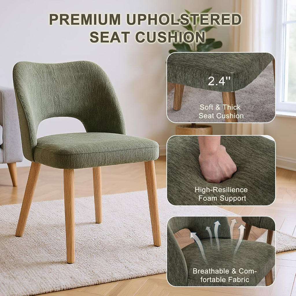 Green Upholstered Dining Chairs Set Butterfly Back