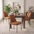 Brown Upholstered Dining Chairs Four-Piece Set Metal-Legged