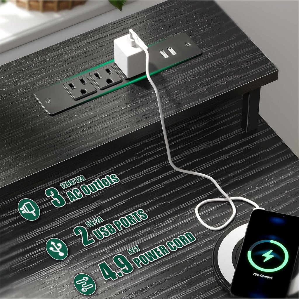 Forty Seven Inch Gaming Desk With RGB LED Illumination