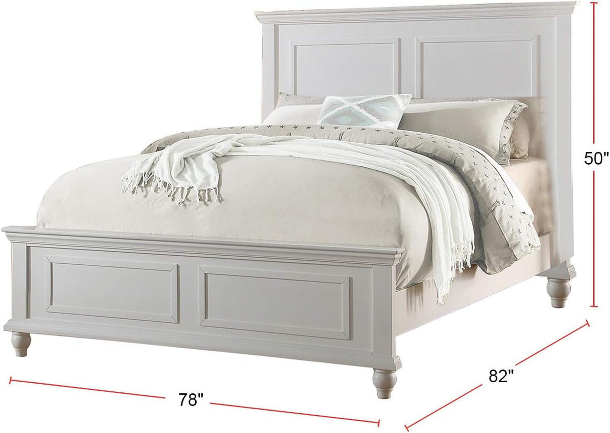 White Eastern King Size Contemporary Platform Bedstead