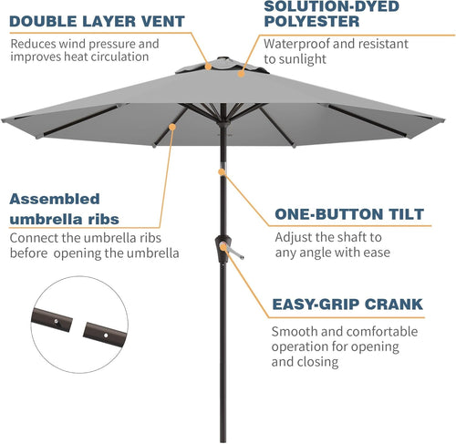 10 Foot Patio Umbrella With UV Protective Weather proof Fabric