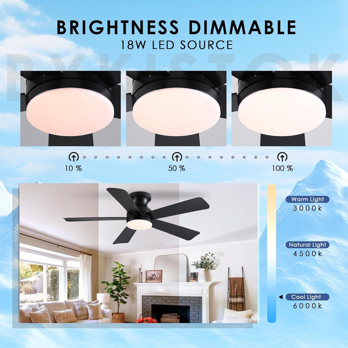 46-Inch-Black-Ceiling-Fan-With-Dimmable LED-Remote-Memory