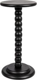 Charcoal Black Round Solid Walnut Pedestal End Table