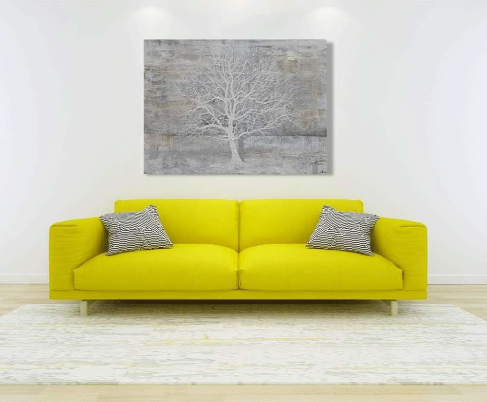 Tree Of Life Handcrafted Charcoal Grey Textured Canvas