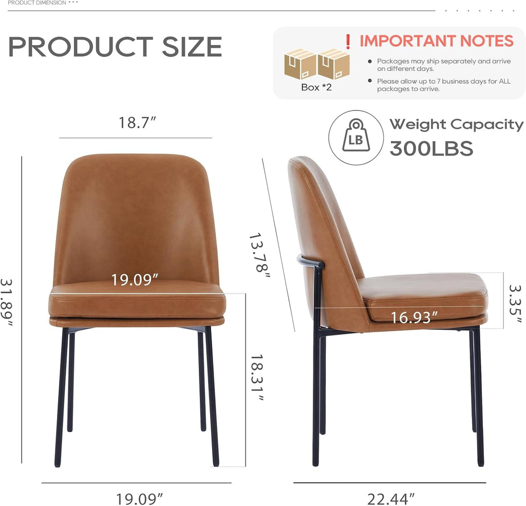 Brown Upholstered Dining Chairs Four-Piece Set Metal-Legged
