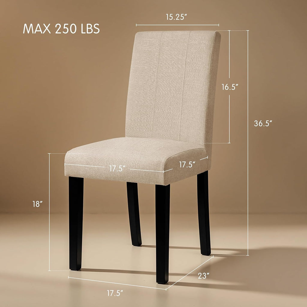 Oatmeal Upholstered Dining Chairs Quartet Solid Wood Legs